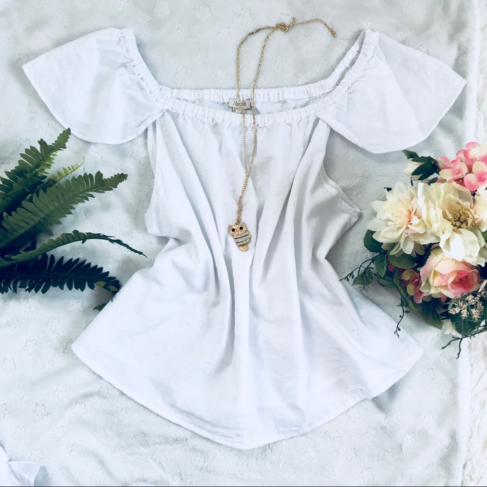 J. Crew women white off shoulder top
